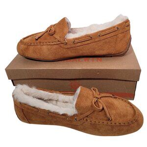 GLOBALWIN Women's Moccasins Shoes Winter Faux Fur Slippers Wheat 7.5